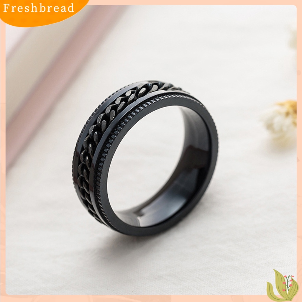 &lt; Freshbread &gt; Pria Cincin Sederhana Tinggi Dipoles Perhiasan Fashion Rantai Berputar Hias Jari Cincin Untuk Pesta