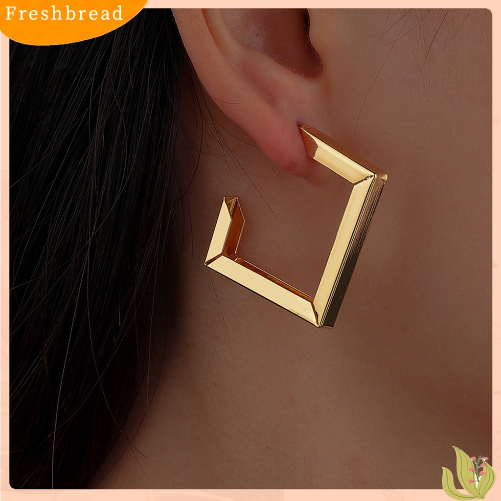 &lt; Freshbread &gt; 1pasang Anting Tusuk Bentuk Rhombic Ins Style Jewelry Plated Geometric Drop Earrings Untuk Pesta