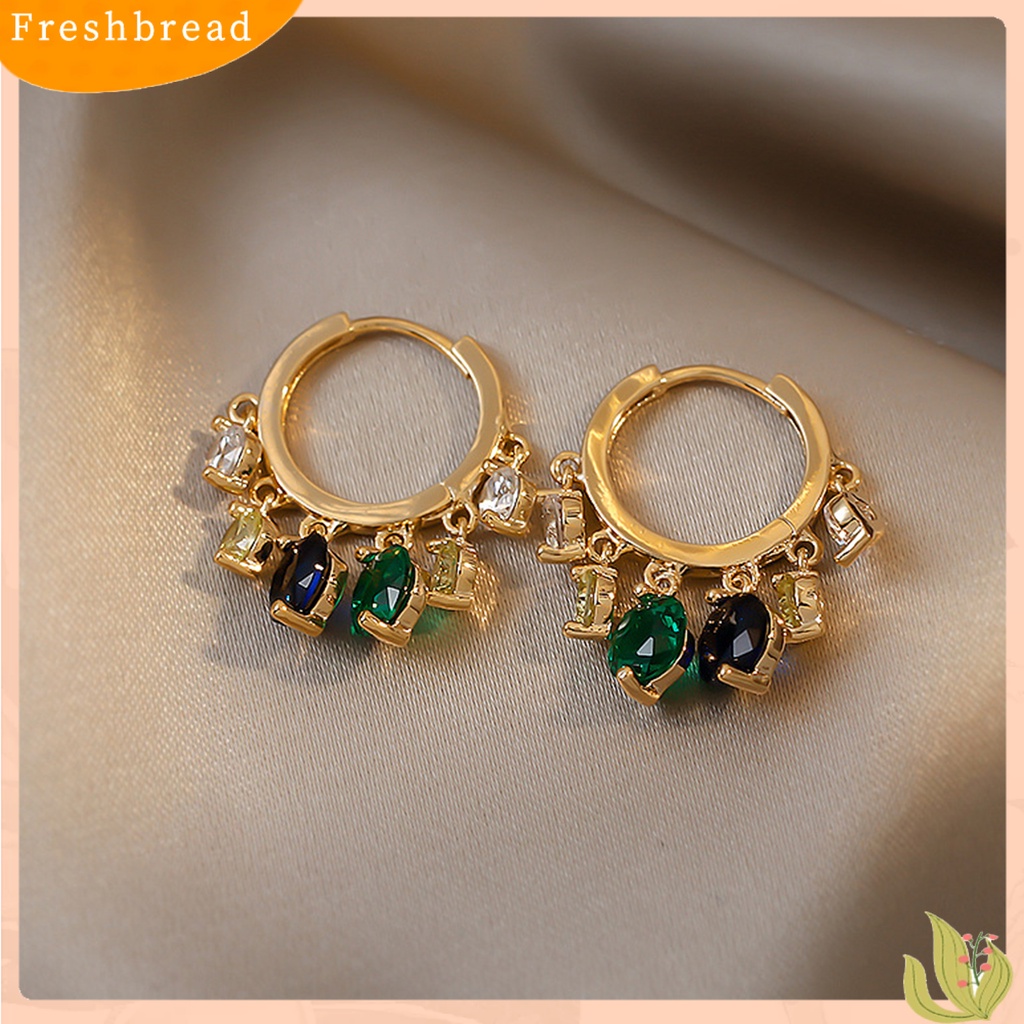 &lt; Freshbread &gt; 1pasang Anting Hoop Anting Tusuk Mata Tahan Korosi Alloy Cermin Poles Menjuntai Earrings Perlengkapan Perhiasan Untuk Perempuan