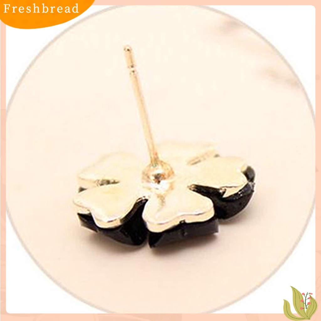 &lt; Freshbread &gt; Ear Stud Kelopak Berlian Imitasi Motif Bunga Bahan Alloy Indah Berkilau Anting Untuk Wanita