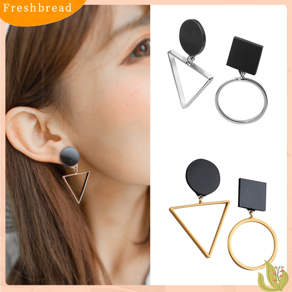 &lt; Freshbread &gt; Kreatif Wanita Asimetris Anting Geometris Segitiga Lingkaran Club Pesta Eardrop