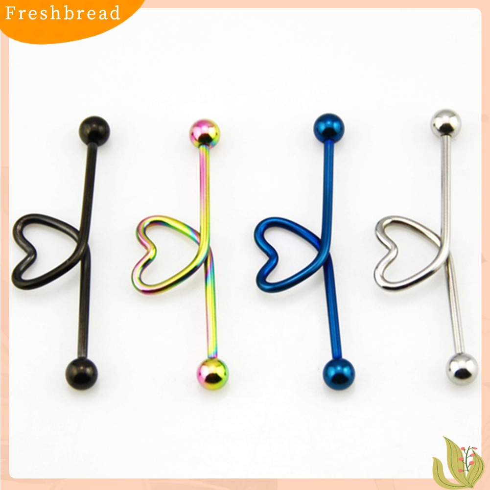 &lt; Freshbread &gt; 1Pc Barbel Industri Tindik Tulang Rawan Berbentuk Hati Stainless Steel Unisex