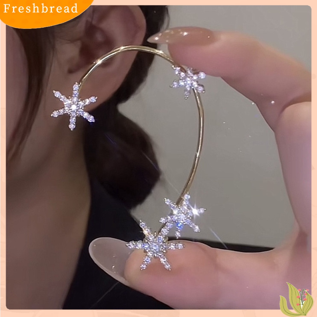 &lt; Freshbread &gt; 1Pc Pembungkus Telinga Anti Karat Hadiah Sempurna Alloy Cincin Telinga Berlian Imitasi Snowflake Halus Untuk Harian