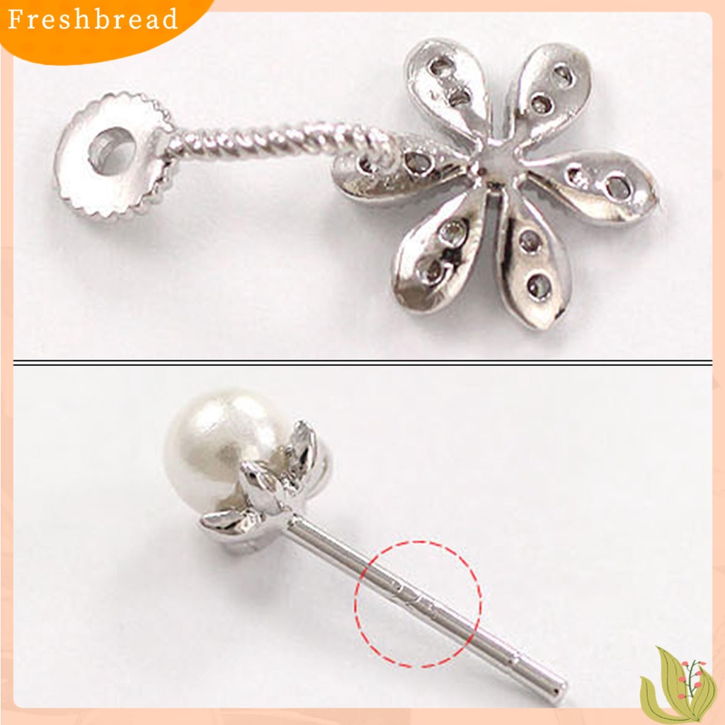 &lt; Freshbread &gt; Wanita Anting Shiny Antikarat Alloy Berlian Imitasi Bunga Mutiara Imitasi Ear Studs Untuk Belanja