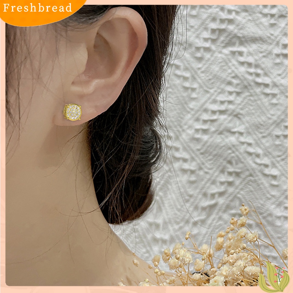 &lt; Freshbread &gt; 1pasang Anting Tusuk Perhiasan Geometris Cubic Zirconia Anting Vintage Berkilau Untuk Pernikahan