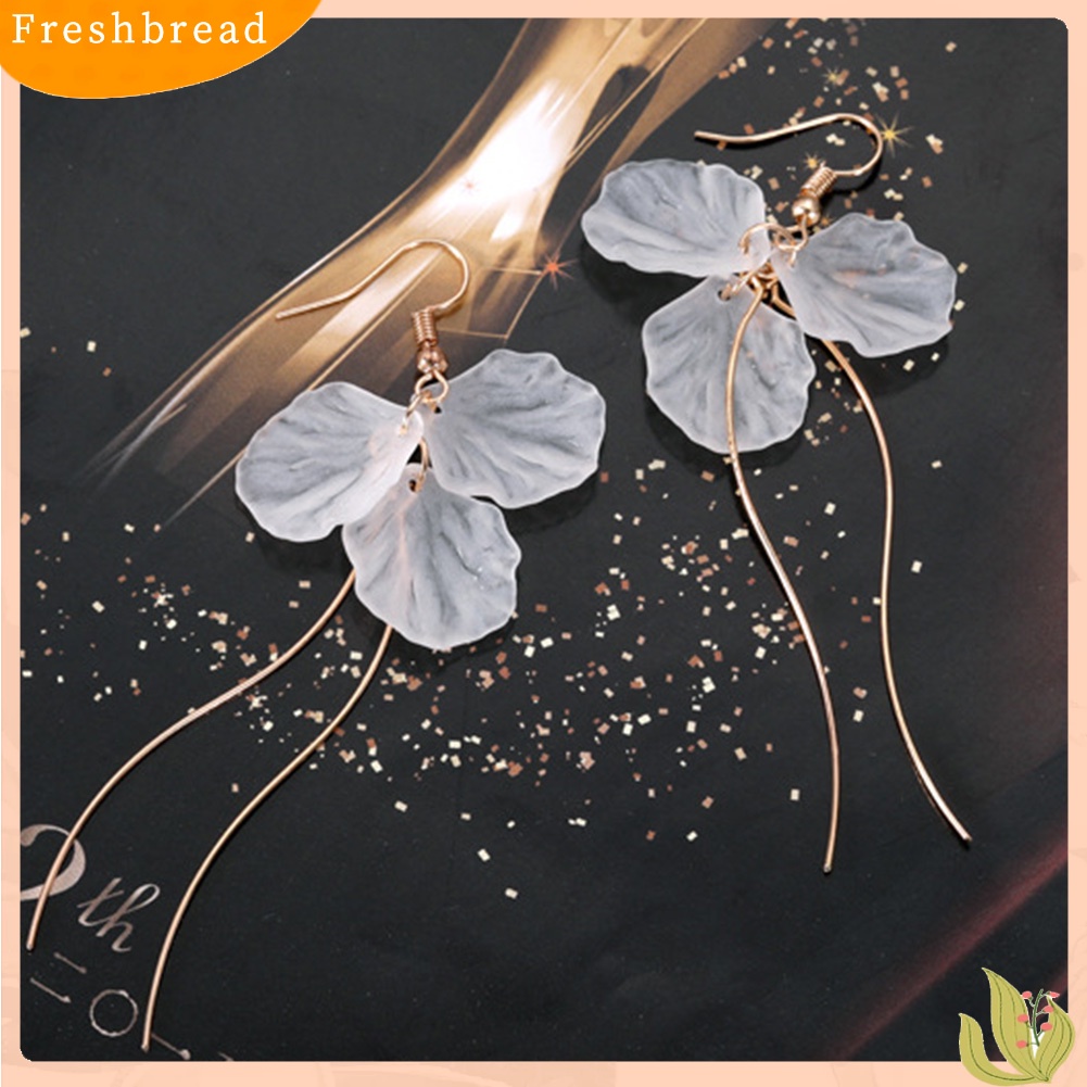 &lt; Freshbread &gt; Anting Kait Fashion Anting Desain Menjuntai Panjang Bentuk Kelopak Elegan Untuk Wanita