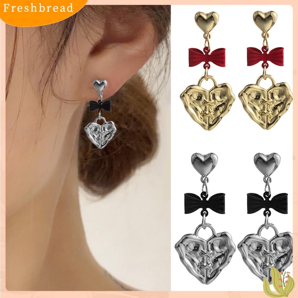 &lt; Freshbread &gt; 1pasang Drop Earrings Kepribadian Ikatan Simpul Gaya Korea Retro Embossment Cinta Hati Stud Earrings Perhiasan Aksesori