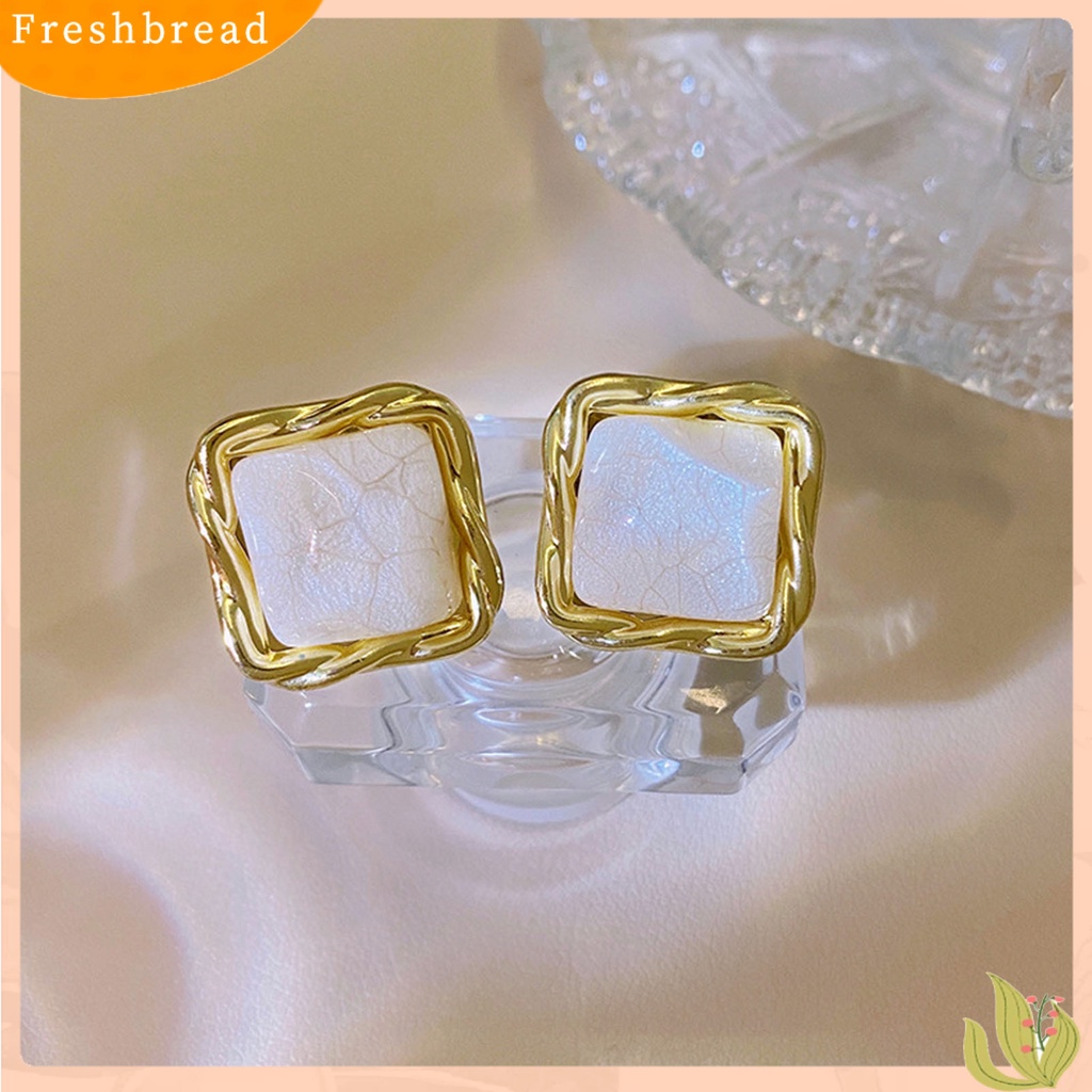 &lt; Freshbread &gt; 1pasang Ear Studs Square Anggun Temperamen Alloy Wanita Elegan Anting Tusuk Untuk Perjamuan