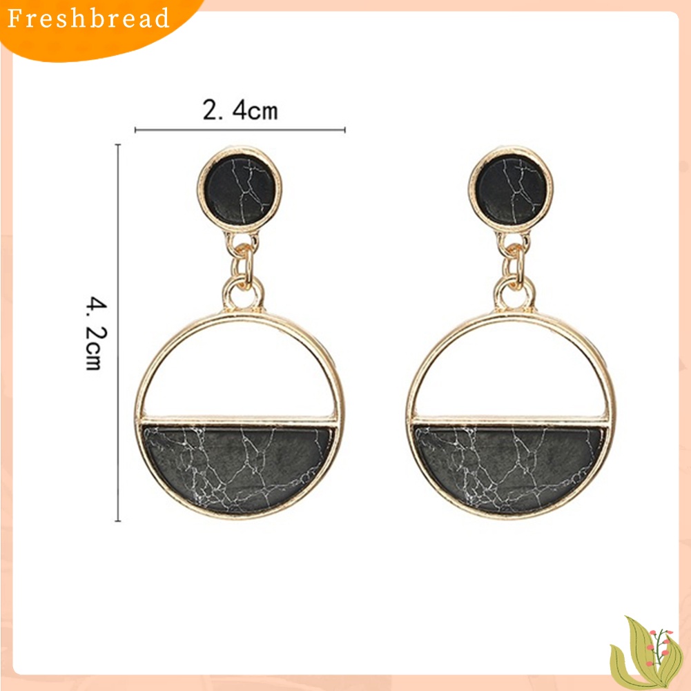 &lt; Freshbread &gt; Fashion Wanita Marmer Bijian Bulat Geometris Menjuntai Ear Stud Earrings Perhiasan Hadiah