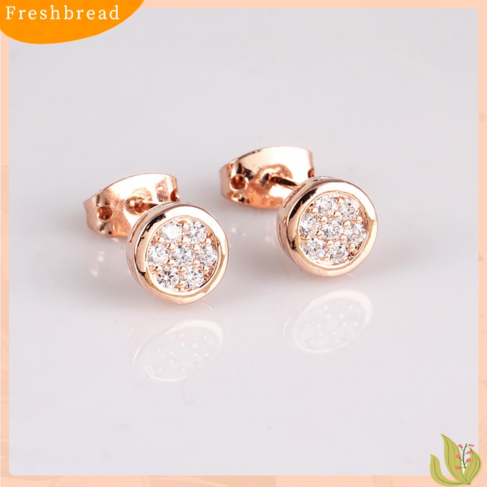 &lt; Freshbread &gt; Indah Bulat Zirkon Telinga Studs Wanita Gadis Pesta Anting Tindik Perhiasan Pesona