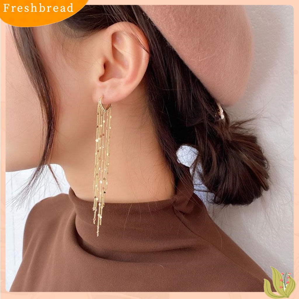 &lt; Freshbread &gt; 1pasang Drop Earrings Bohemian Temperamen Payet Bentuk Hati Geometris Hias Hadiah Wanita Panjang Logam Rumbai Pesona Anting Perhiasan Pernyataan Fashion