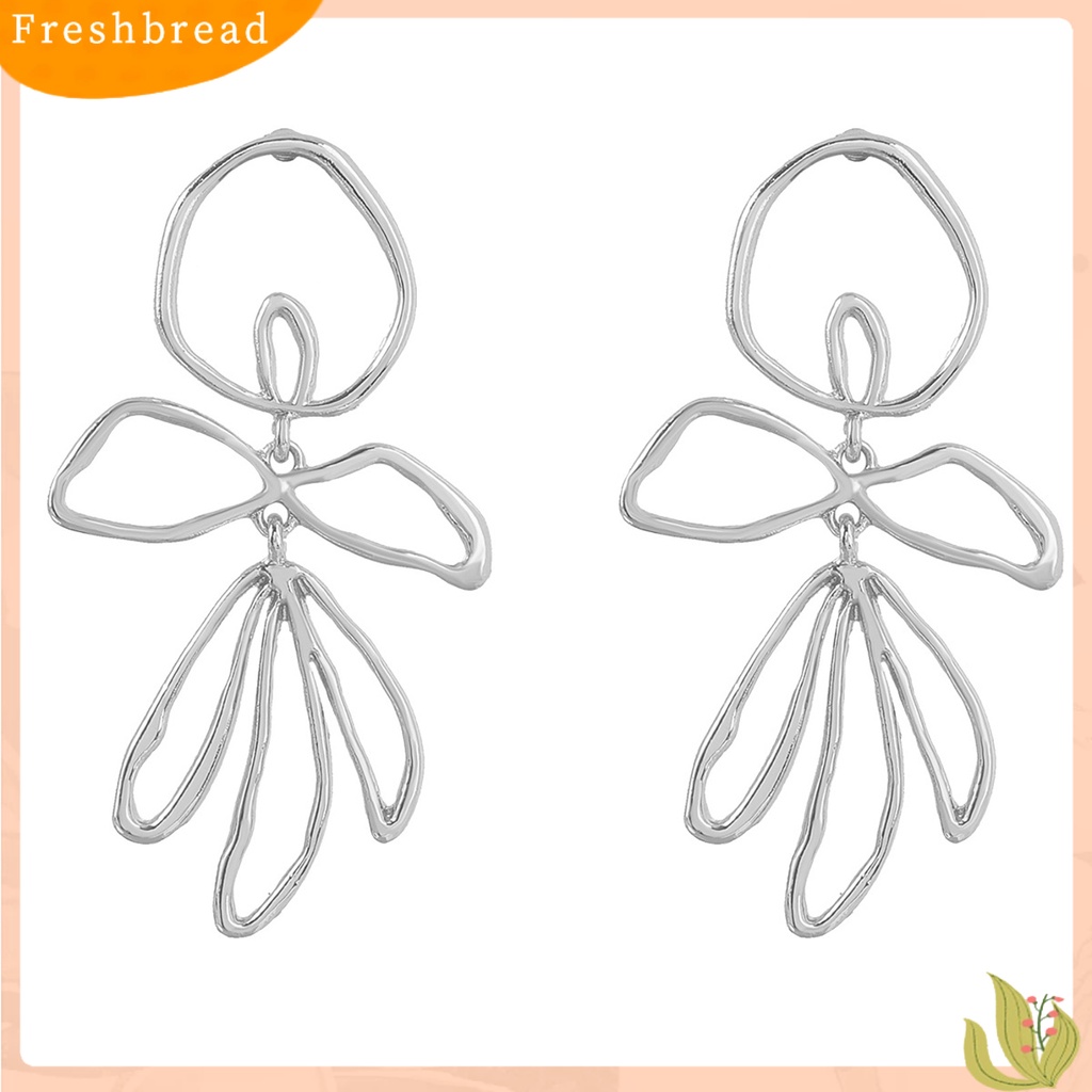 &lt; Freshbread &gt; 1pasang Anting Pejantan Berongga Geometris Besar Asimetris Elegan Hadiah Paduan Gaya Sederhana Bunga Wanita Menjuntai Anting Perhiasan Fashion