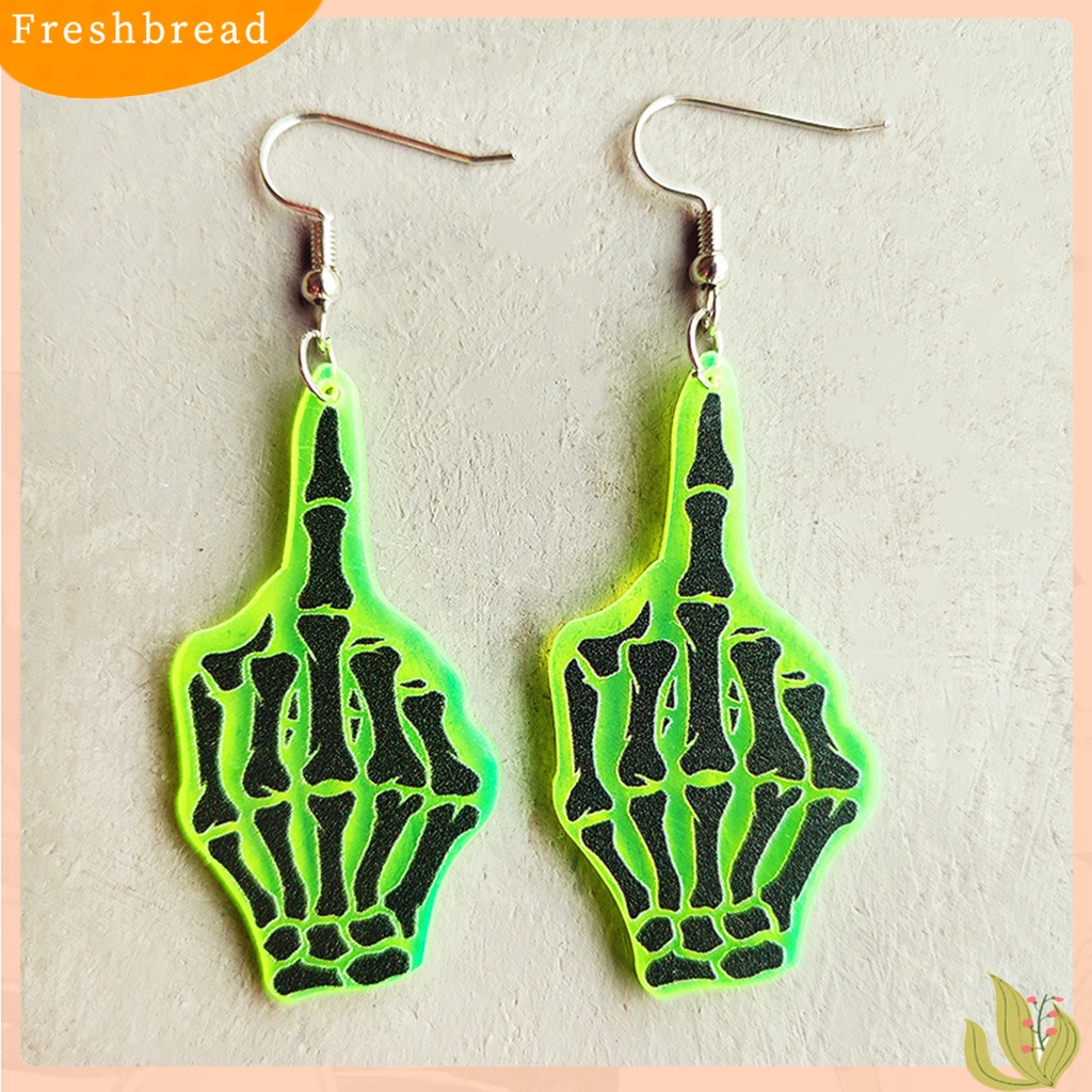 &lt; Freshbread &gt; 1pasang Anting Halloween Neon Meriah Geometris Pesta Halloween Tengkorak Mengerikan UFO Penyihir Drop Anting Berdandan Perhiasan Hadiah Untuk Festival Hantu