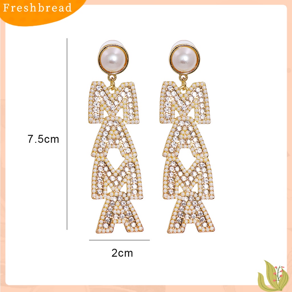 &lt; Freshbread &gt; 1pasang Anting Menjuntai Huruf Berlian Imitasi Berlebihan Anting Drop Panjang Elegan Untuk Pernikahan