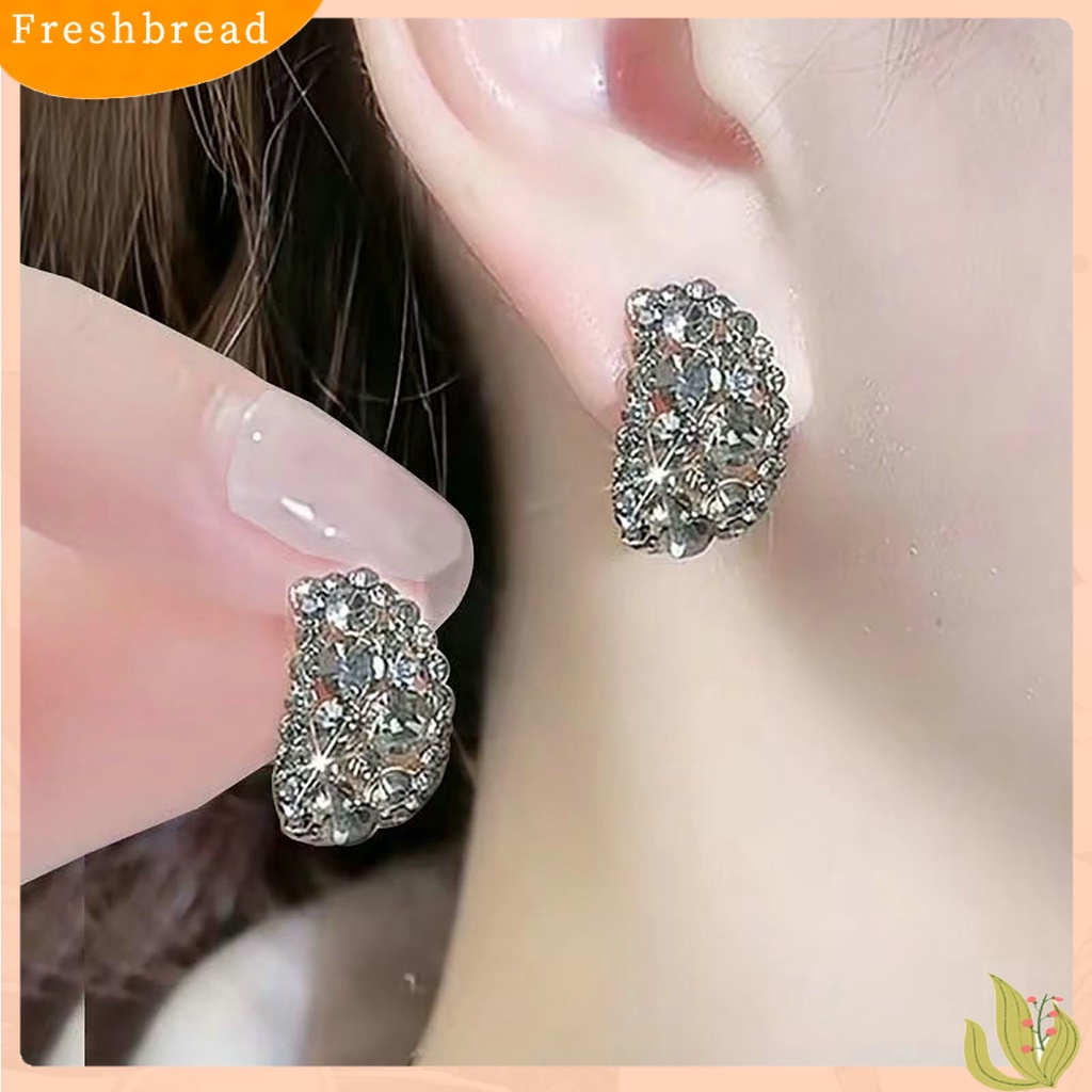 &lt; Freshbread &gt; 1pasang Anting Pejantan Temperamen Mengkilap Elegan Geometris Berkilau Berdandan Hadiah Valentine Wanita Kristal Imitasi Menjuntai Anting Perhiasan Pernikahan Aksesori Fashion