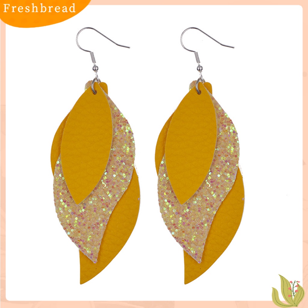 &lt; Freshbread &gt; 1pasang Tindik Indah Menawan Drop Anting-Anting Multi Layer Daun Menjuntai Kait Anting Perhiasan Fashion