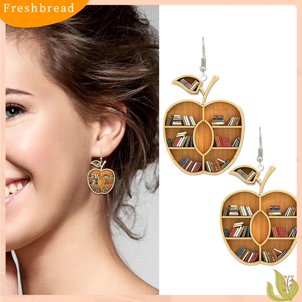 &lt; Freshbread &gt; 1pasang Tindik Unik Serbaguna Drop Earrings Vintage Book Lover Heart Librarian Hook Earrings Aksesoris Perhiasan