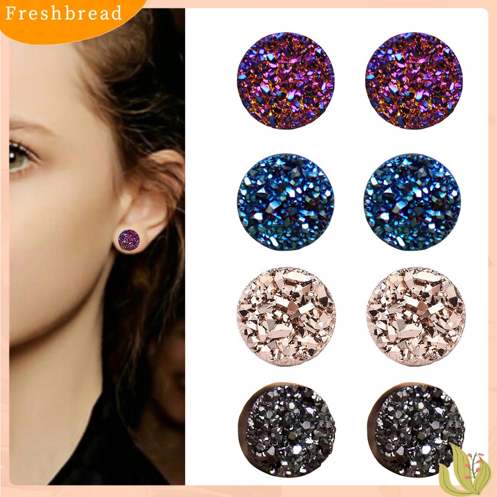 &lt; Freshbread &gt; 1pasang Klip Telinga Shiny Non-piercing Tanpa Sakit Geometris Electroplating Fashion Wanita Pria ic Stud Earrings Perhiasan Hadiah Untuk Pakaian Sehari-Hari