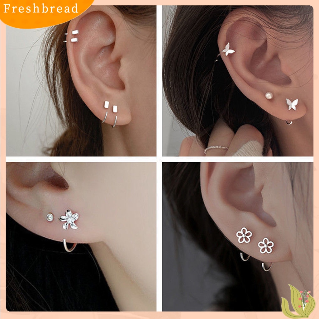 &lt; Freshbread &gt; 1pasang Stud Earrings Butterfly Perhiasan Indah Kilau Cerah Anting Bunga Untuk Perjamuan