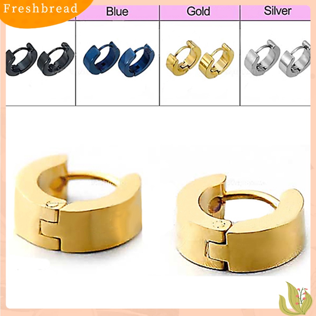 &lt; Freshbread &gt; 1pasang Fashion Keren Pria Stainless Steel Huggie Hoop Earrings Perhiasan Kasual