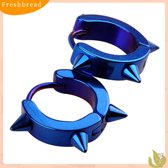 &lt; Freshbread &gt; Unisex Baja Titanium Punk Rivet Ear Studs Spike Hoop Huggie Piercing Earrings