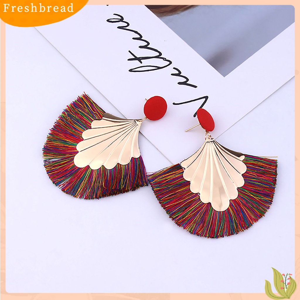 < Freshbread > 1pasang Wanita Kreatif Bohemia Berpohon Bentuk Kipas Menjuntai Anting Perhiasan Hadiah Untuk Pesta