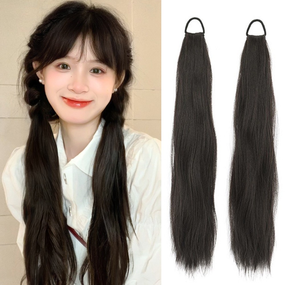 1pcs Y2K Natural Horsetail Wig Lurus Panjang Untuk Wanita Gadis Ekstensi Rambut Wig Aksesoris 45cm