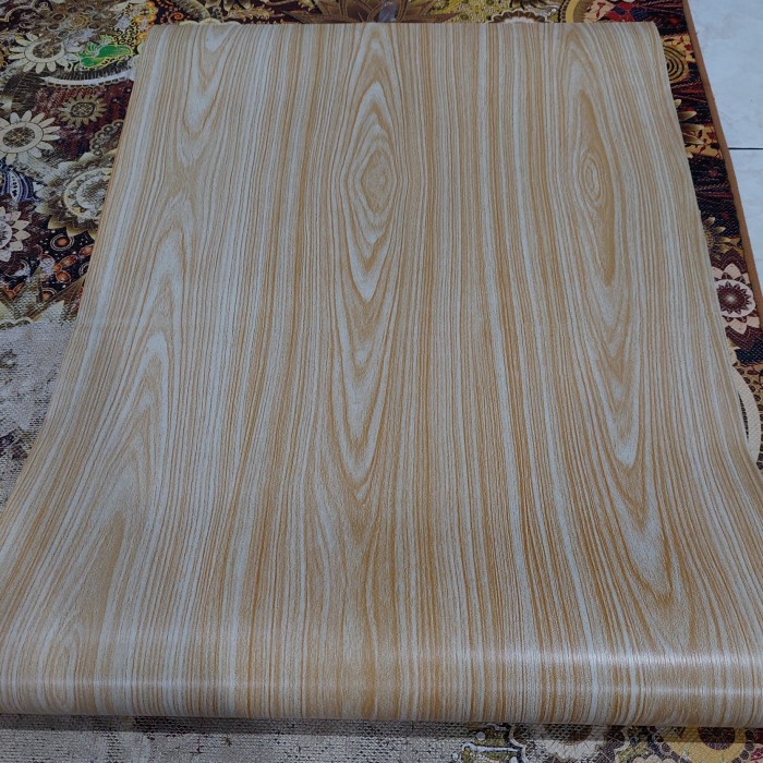 Wallpaper Dinding Motif Serat Kayu Coklat Muda 10m x 45cm