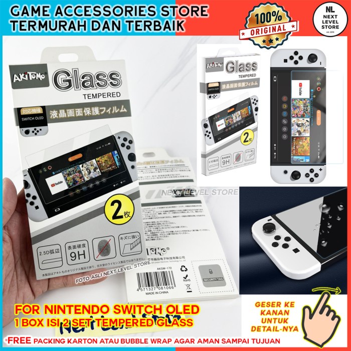 Nintendo Switch OLED Tempered Glass Screen Protector (2 set) AKSW-172