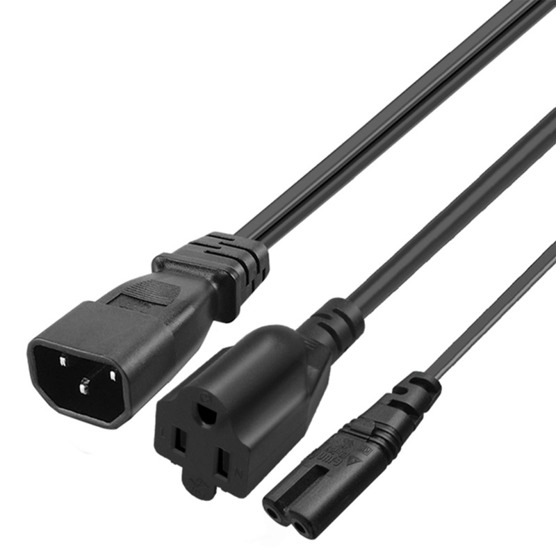 Zzz 1PC Tunggal C14 Ke C7+5-15R Pendek Daya Y Type Splitter Adapter Kabel Cord 32cm