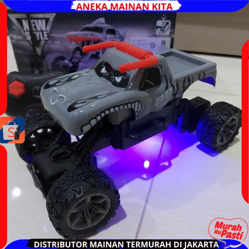 Mainan Anak Mobil RC Rock Crawler Shark Monster Remote Control Hiu