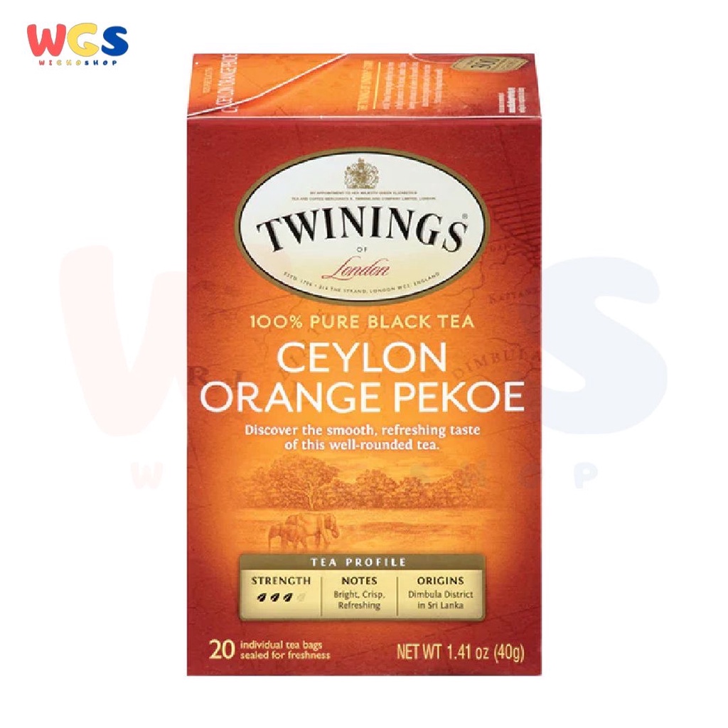 Twinings of London Ceylon Orange Pekoe 100% Pure Black Tea 20s x 2g