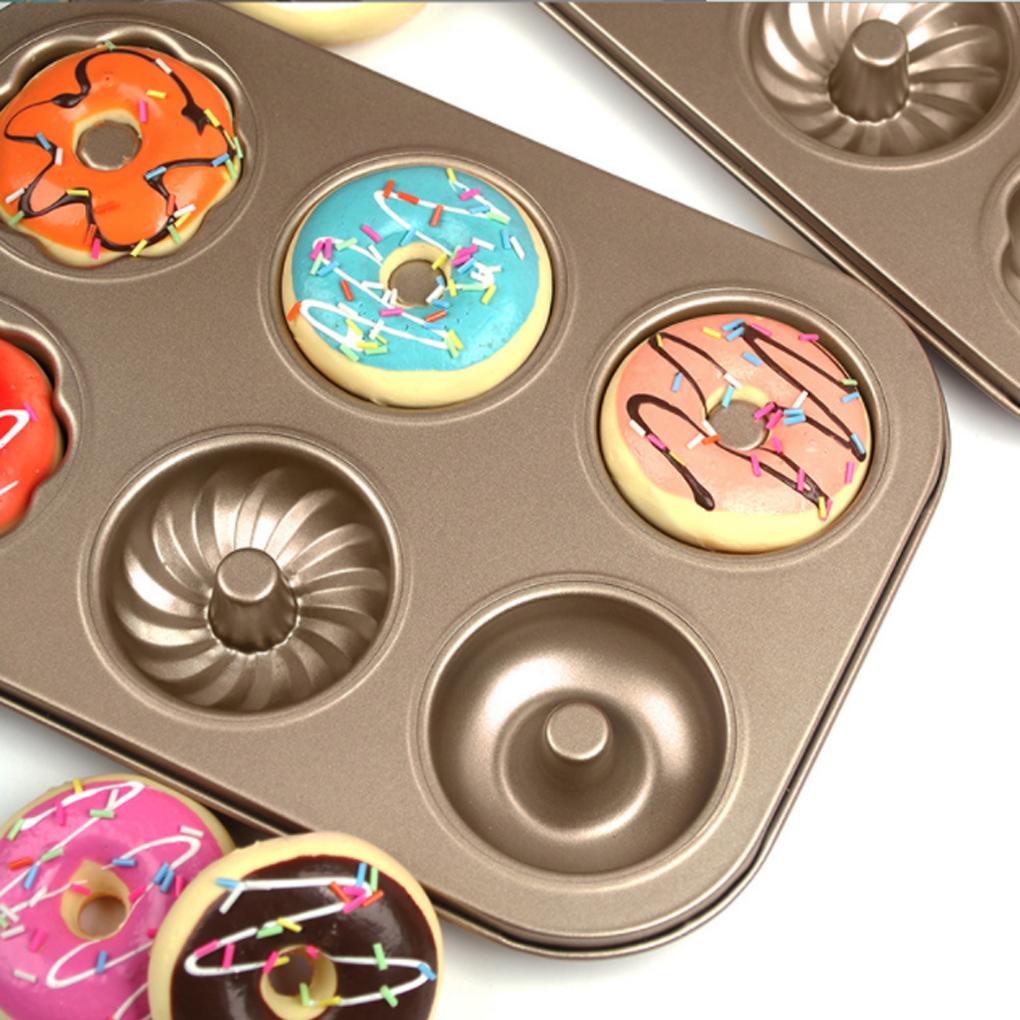 9/12cup Baking Tray Tahan Karat Dapur Cookies Cetakan Lucu Carbon Steel Cupcake Pan Roti Ringan Muffin Nampan