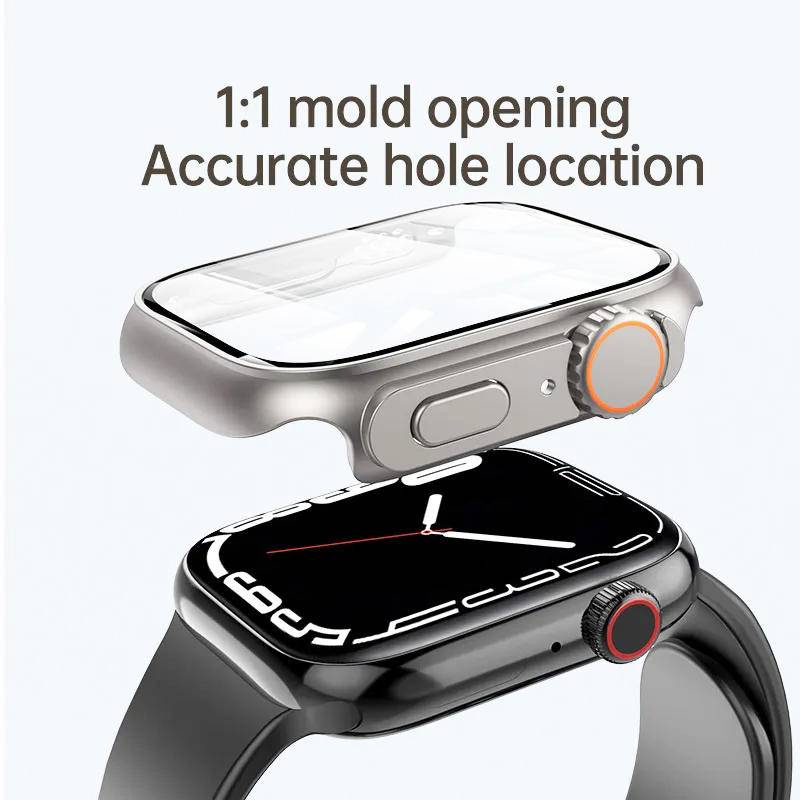 Change To Ultra 49mm Case For Apple Watch Series8 7 41mm 45mm PC Cover+Kaca Untuk iWatch 6 5 SE 40mm 44mm Pelindung Layar Cases