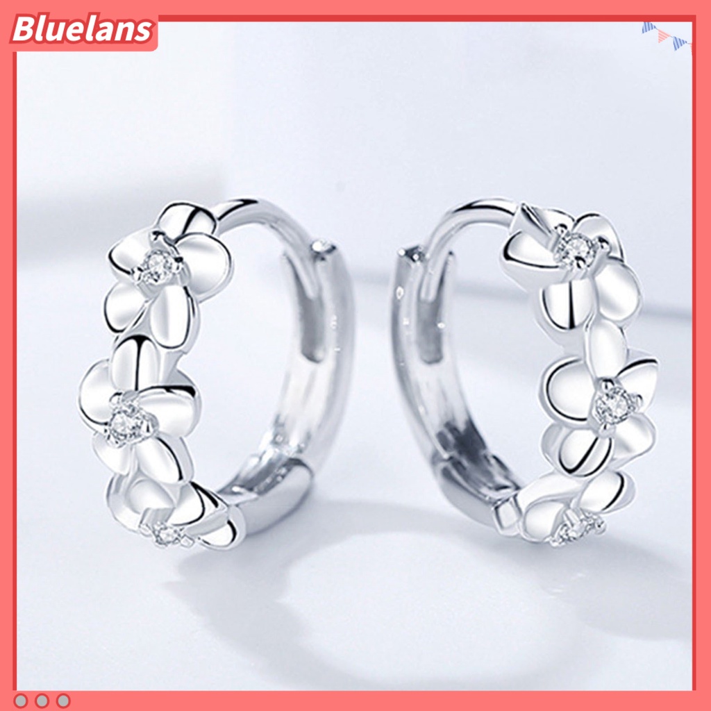 {In Stock} 1pasang Anting Hoop Wanita Bunga Berlian Imitasi Perhiasan Gaya Korea Jepang Semua Pertandingan Anting Lingkaran Mengkilap Untuk Prom