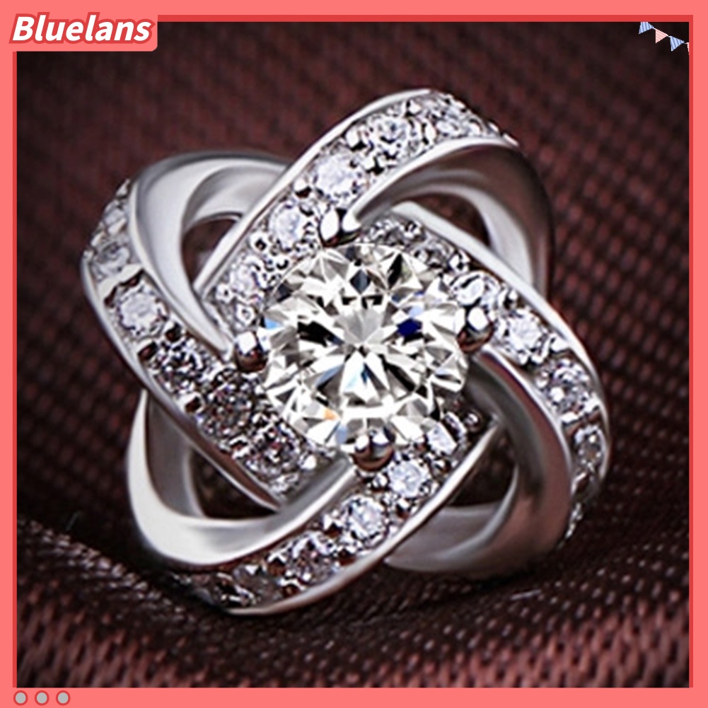 {In Stock} Fashion Perhiasan Wanita Perak Disepuh Telinga Stud Cubic Zirconia Berlian Imitasi Anting