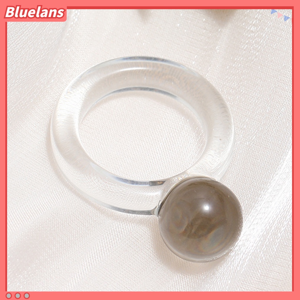 {In Stock} Cincin Wanita Transparan Palsu Bola Kristal Perhiasan All Match Round Ring Untuk Pacaran