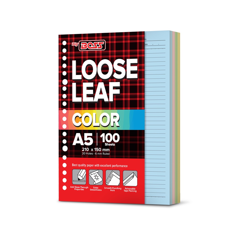 

Big Boss Loose Leaf A5 Warna Rainbow 100 Lembar Kertas Binder