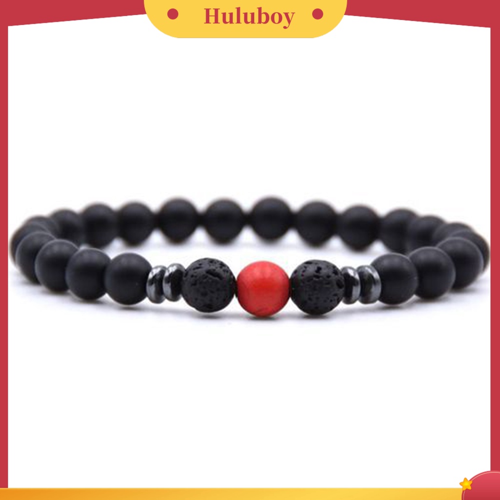 {Ready Stock} Gelang Yoga Adjustable 8mm Manik-Manik Alami Matte Hitam Batu Vulkanik Gelang Wanita Pria Perhiasan