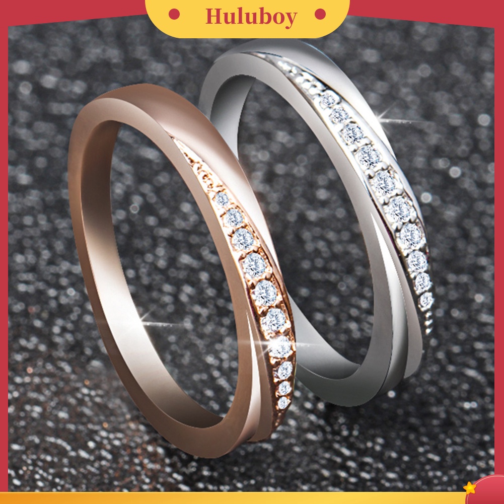 {Ready Stock} Bulat Cubic Zirconia Hias Wanita Pernikahan Pertunangan Jari Cincin Perhiasan Hadiah