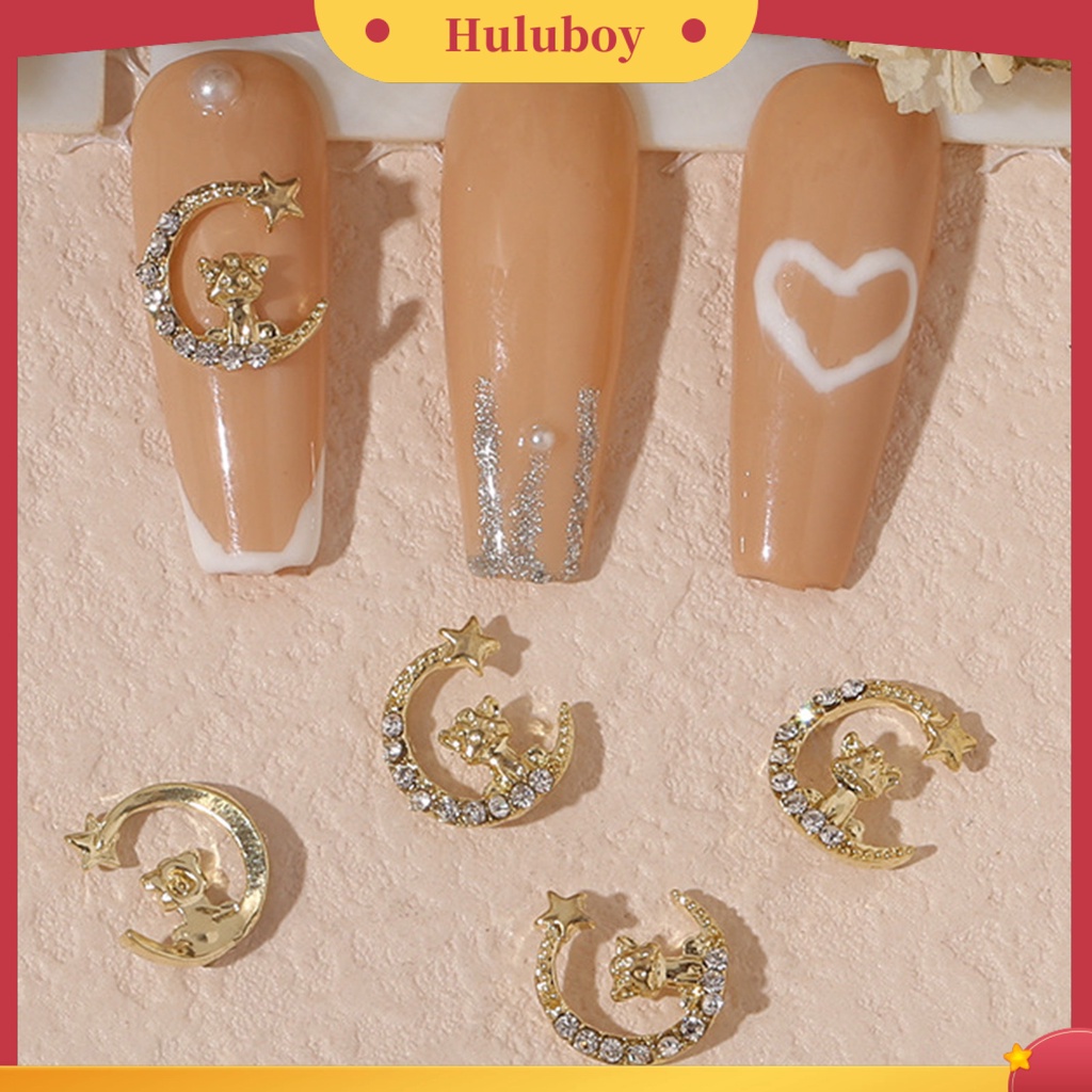 {In Stock} 10Pcs Manicure Decor Tiga Dimensi Bersinar Berkilau DIY Tahan Karat Mutiara Palsu Emas Jantung Busur Berlian Palsu Pesona Kuku Salon Pasokan