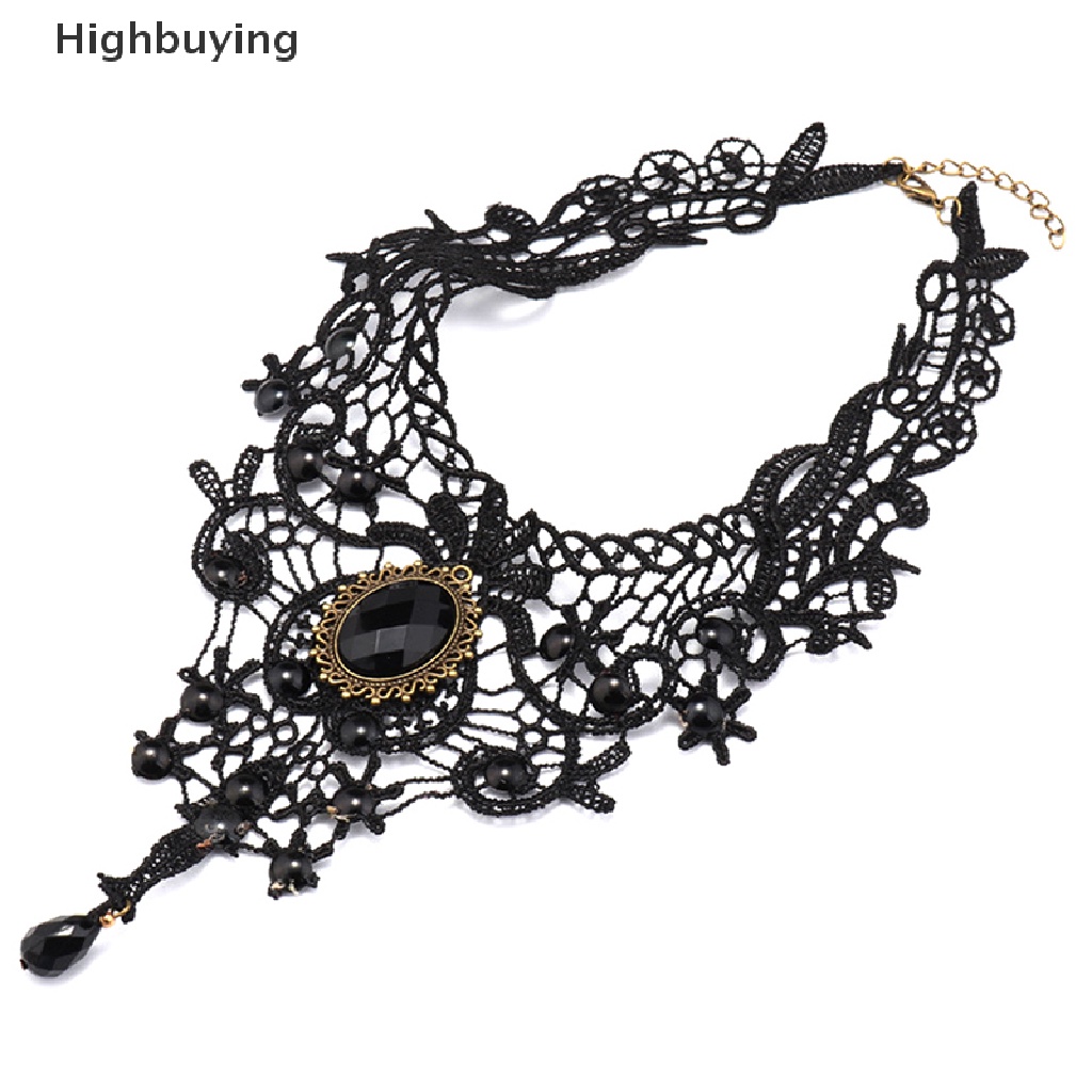 Hbid Wanita Hitam Lace Beads Choker Victorian Sexy Gothic Collar Kalung Hadiah Bagus Glory