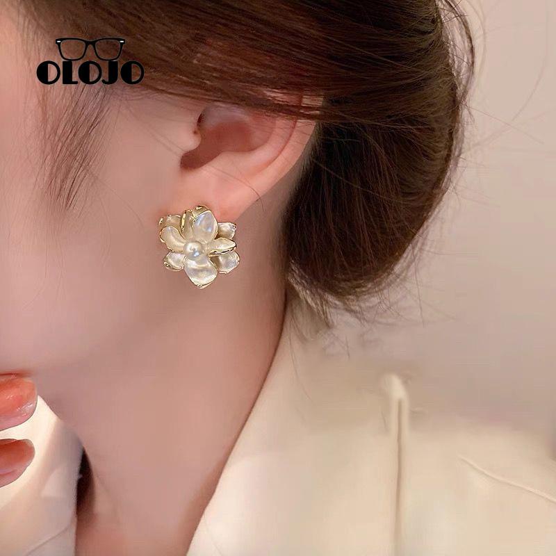 【COD】3d Bunga Besar Anting Wanita Temperamen Fashion Retro925 Perak Stitch Earrings