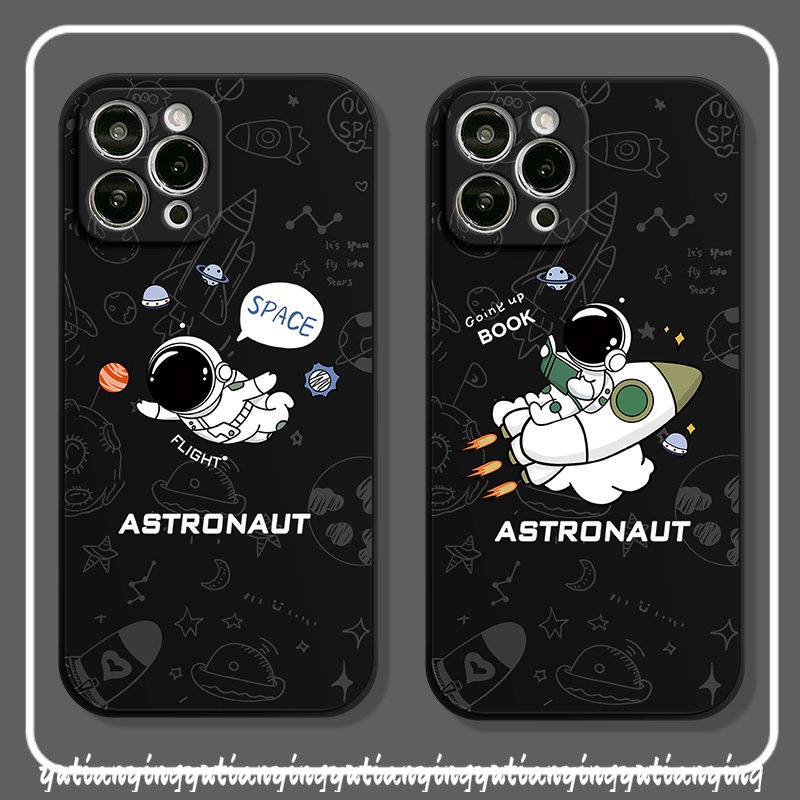 Casing Kartun Lucu Tepi Lurus Redmi A1 9T 9A 9 12C 10 9C NFC Note11 9 8 10 10 Pro Plus 10s 10Pro Poco M4 F4 M5 M3 Pro F3 X3 Pro 10 M3 MI 11 Lite 10T Space Astronot Soft Cover