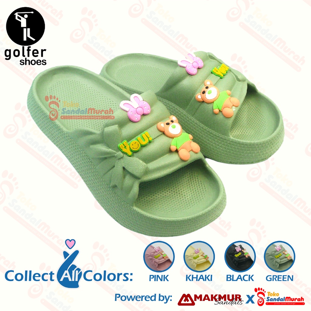 Toko Sendal Murah - Sandal Slop Wanita Uk 36 - 40 / Sandal Wanita Motif Beruang / Sandal Fashion Kekinian / Sandal Wanita Dewasa Terbaru [Toko Sendal Murah Golfer 808]