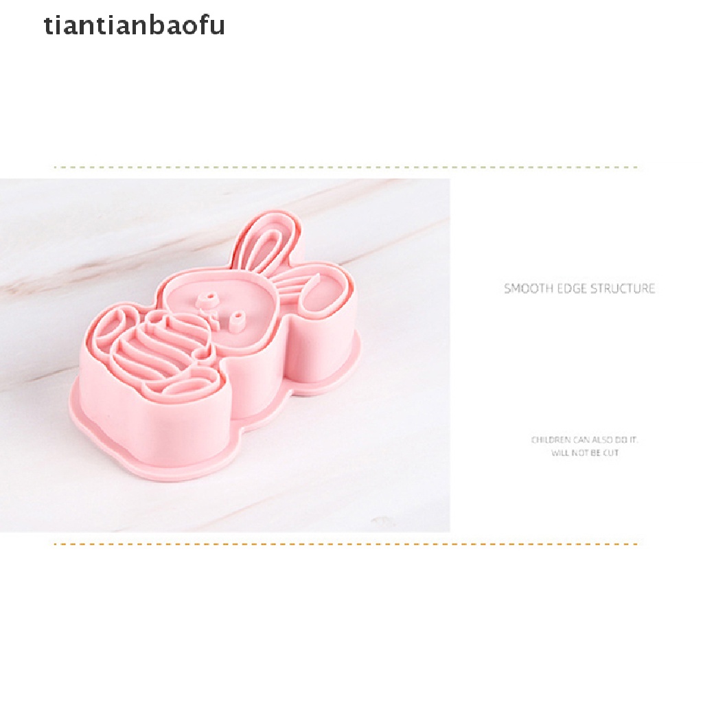 [tiantianbaofu] 6pcs Cetakan Biskuit Kelinci Paskah Plastik Bunny Egg Cookie Cutter Stamp Embosser Boutique