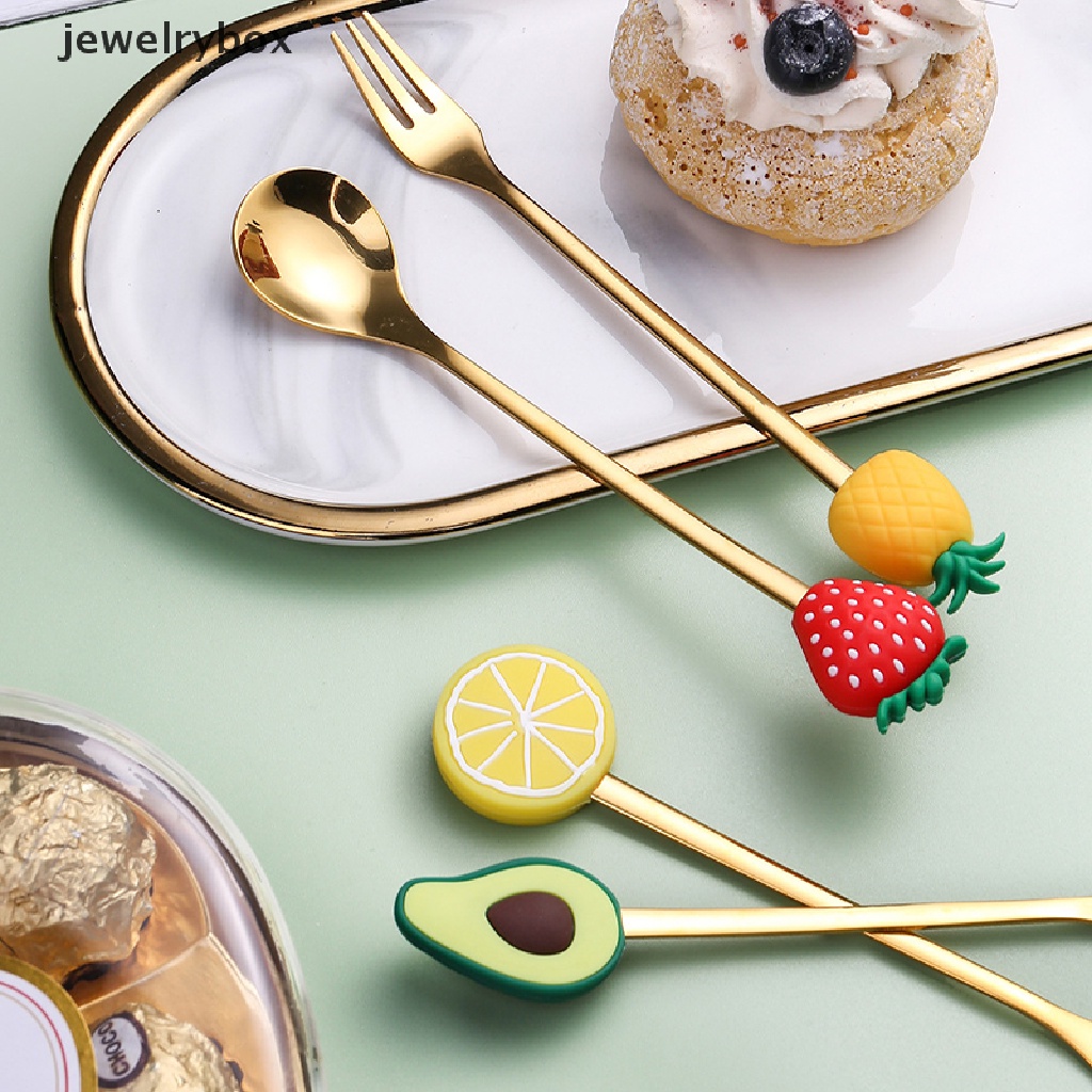 [jewelrybox] 4pcs/6pcs Peralatan Makan Anak Sendok Garpu Set Buah Hewan Dekorasi Dessert Spoon Fruit Fork Coffee Spoon Cutlery Gift Boutique