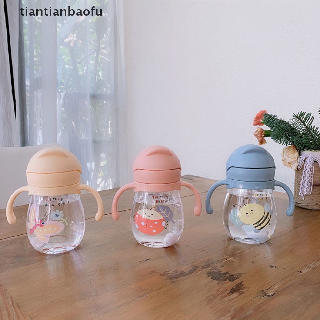 [tiantianbaofu] 250ml Baby Sippy Water Cup Kid Handle Belajar Makan Botol Minum Anti Tersedak Dengan Gravity Ball Kids Training Cup Dengan Sedotan Butik