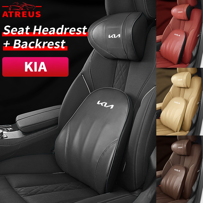 Kia Bantal Sandaran Kepala Kulit Mobil Back Support Pillow Memory Foam Lumbar Pillow Bantal Leher Untuk Rio Picanto Visto Carnival EV6 GT