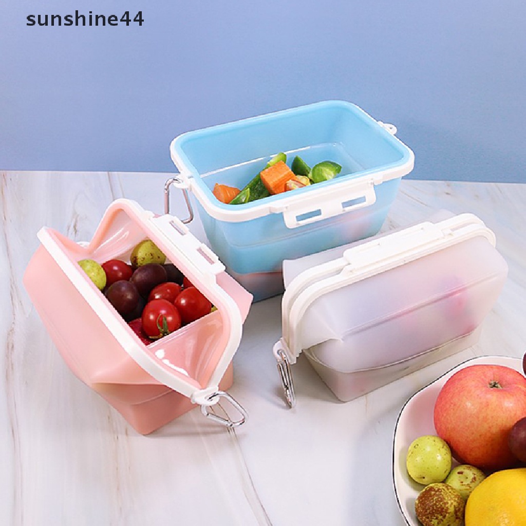 Sunshine 1500ml Fresh Keeping Silicone Bag Silicone Tas Makanan Lipat Tas Penyimpanan Makanan ID